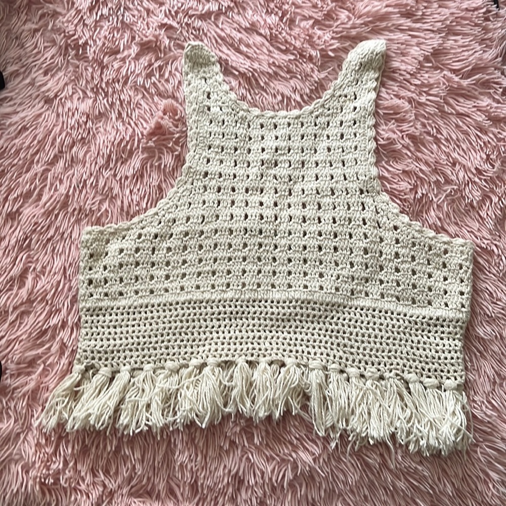ZARA Crochet Crop Top with Fringe